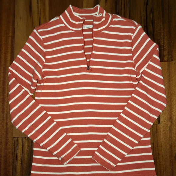 LL Bean cotton stripes quarter zip shirt s… - Picture 1 of 4